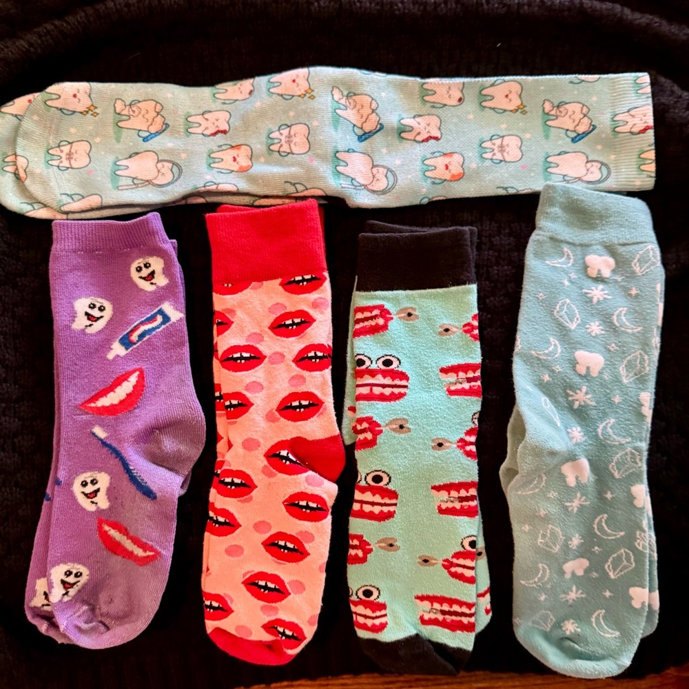 Colorful Fun Dental Themed Patterned Women's Socks Set